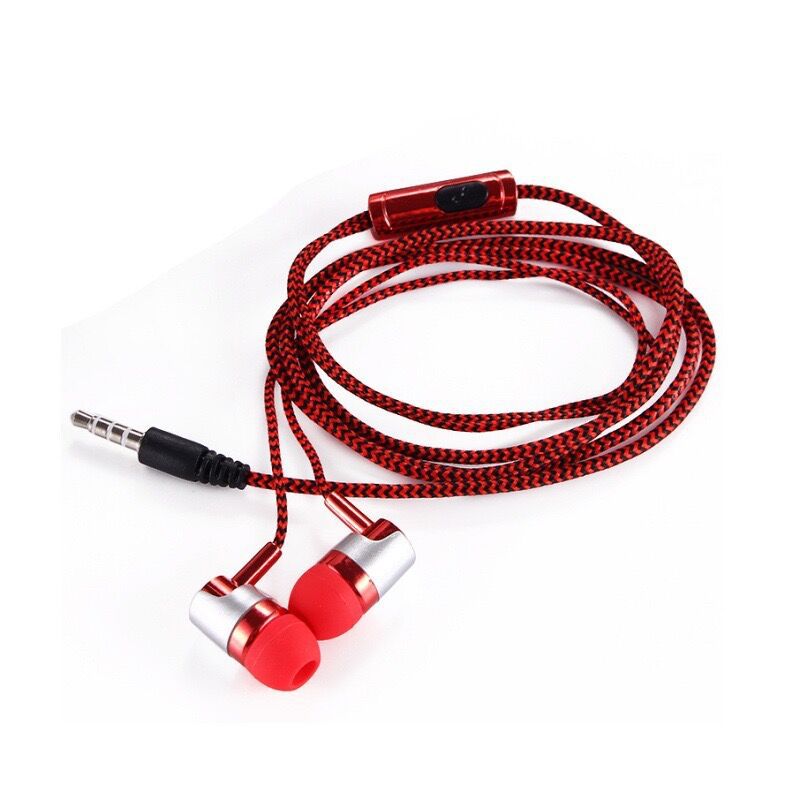 Foreign Trade New Wiring Headset Wire-controlled Heavy Subwoofer Headset with Earplugs In-ear Woven Rope Wired Headset