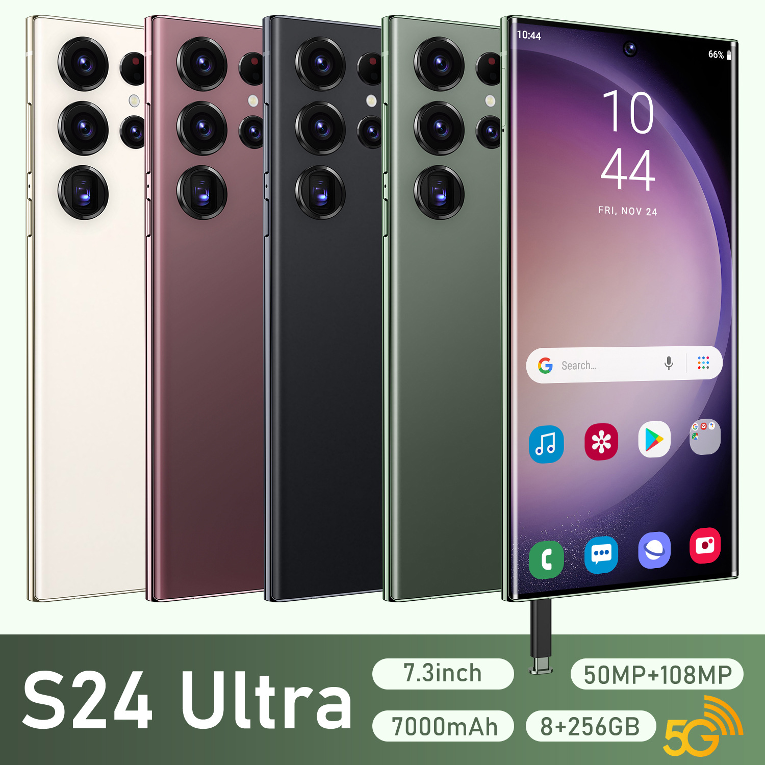 CroSS-border Smartphone S24ultra Built-in Pen with Real Perforation 7.3inch Large Screen 13.0million PixelS (2+16)