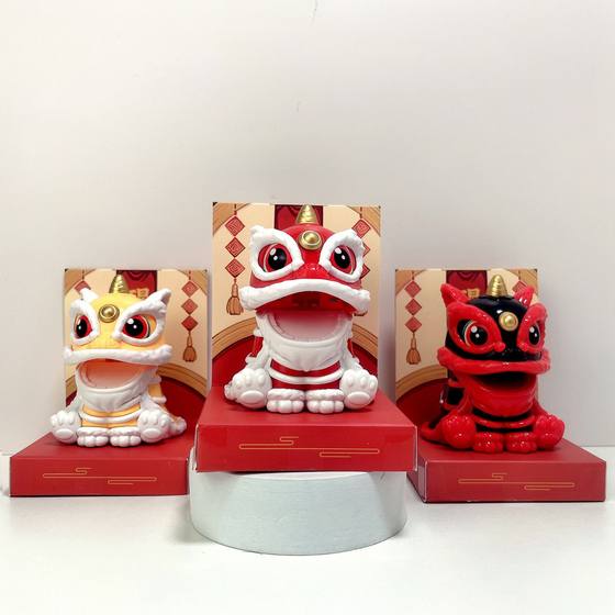 Solar Energy Lion Dance Chinese Style Lion Chinese Style Auspicious Lion Dance National Fashion Home Car Decoration Cute Annual Meeting Gift