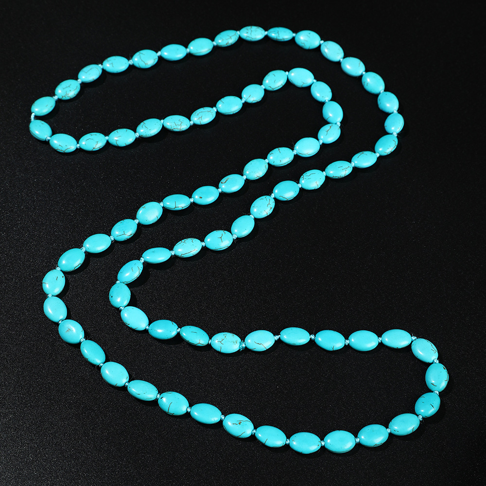 New 1.2 m Turquoise Long Necklace Original Design Ethnic Style Handmade Knot Long Necklace 10x 14 Long Necklace