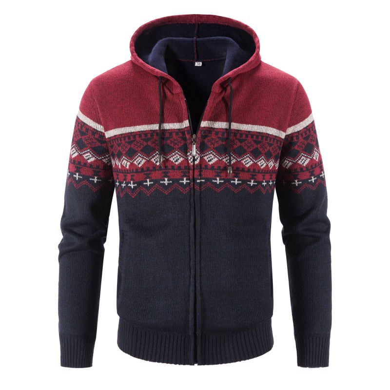 Cross-border explosions large size 23 New plus velvet padded gradient color sweater Foreign Trade men's coat knitted cardigan generation