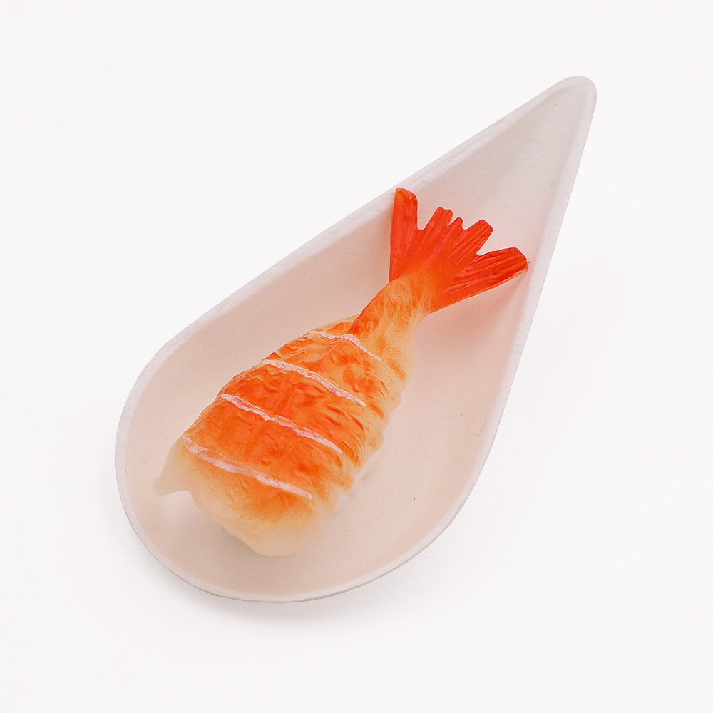 Wholesale and Retail Disposable Bagasse Pulp Degradable Drop-Shaped Mini Dessert Spoon Drop Dish