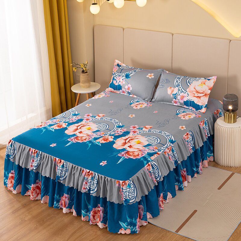 Bed Skirt Bed Cover Three-Piece Set Simmons Protective Cover Double Bed Cover Small Lace Bed Cover Korean Style Bed Skirt 1.8 Bed 2.0