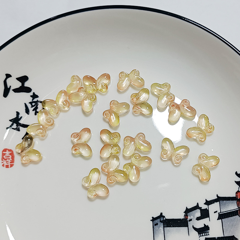Glass fat butterfly 10*15 loose beads Hanfu headdress accessories DIY hairpin accessories Czech glass jewelry accessories