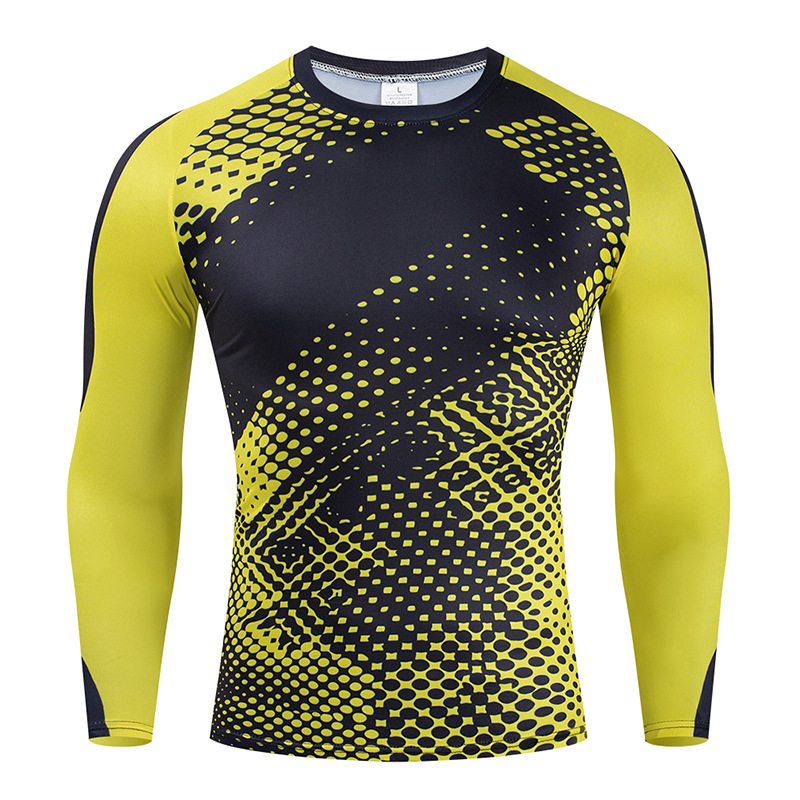 Foreign Trade Leggings Men's Long-sleeved Elastic Breathable Base Clothes Basketball Running Sports Fitness Clothes Men's Long-sleeved T-shirt