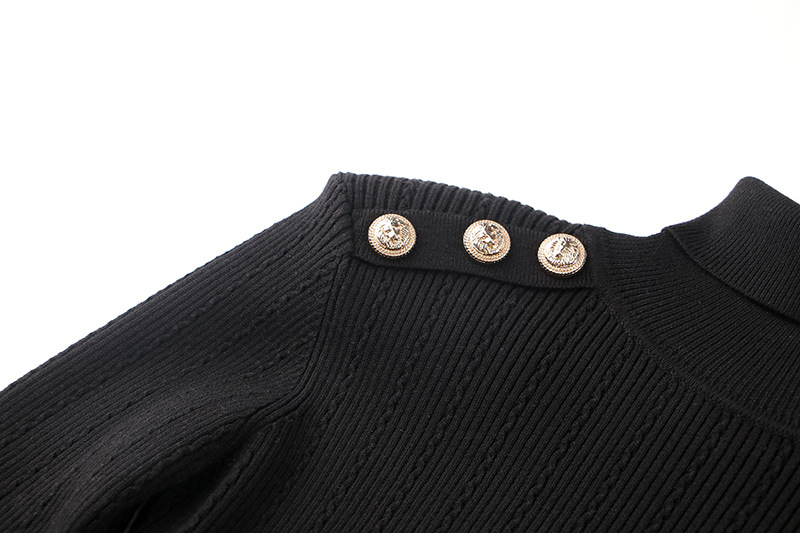Temperament Commuter Pullover Black Long Sleeve European and American Knitted Turtleneck Sweater Wool Blend Slim Fit Top Cross Border Spot_voghion.com