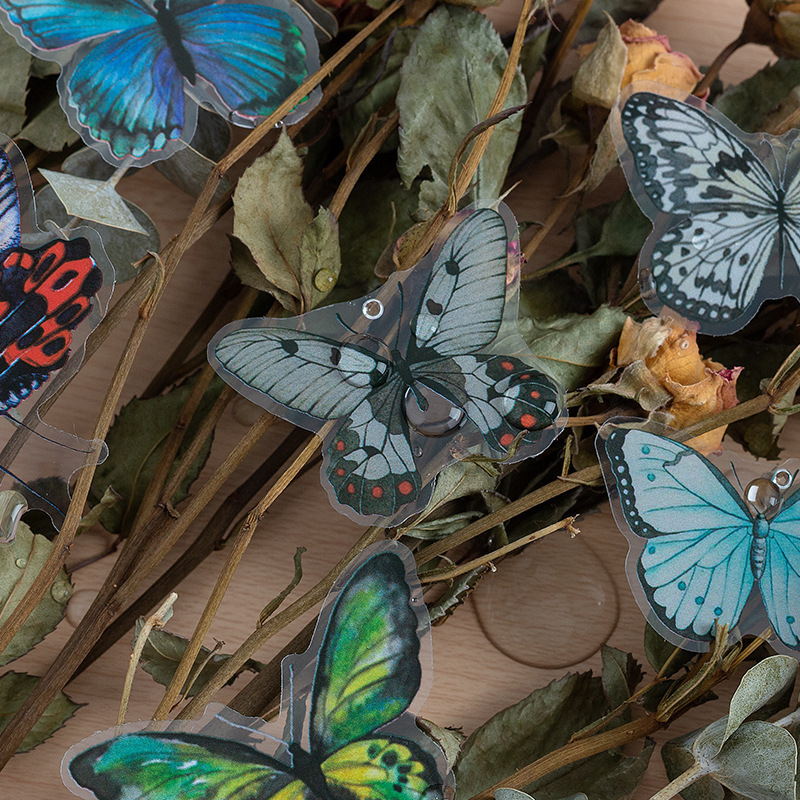 Variables Butterfly series Hand account diy stickers cute waterproof pvc children's stickers Korean goo card material paper wholesale