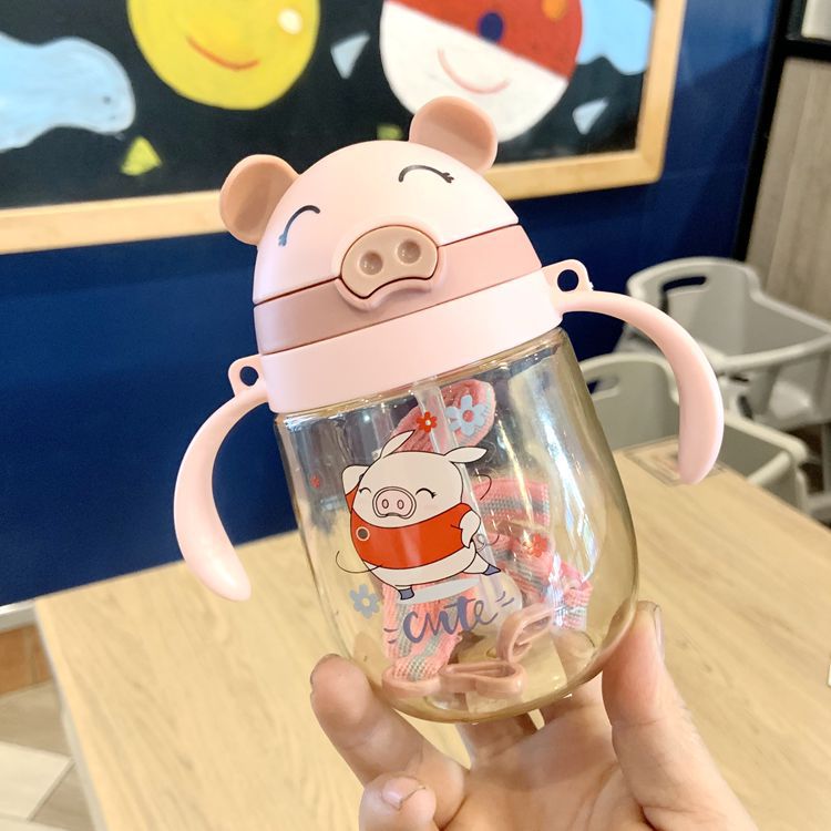Children's Straw Cup Baby's Water Cup Leak-proof and Choke-proof Learning Drinking Cup with Handle Children's Water Cup Kindergarten Kettle
