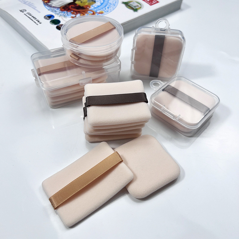 The third generation of big-name flat for high density short velvet ultra-thin rectangular makeup powder cake air cushion double-sided flocking powder puff