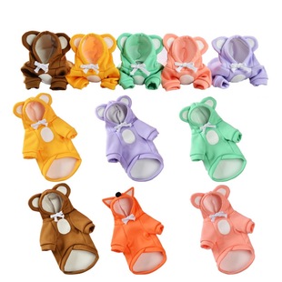 2021 autumn and winter new pet cute transformation clothes small dog Bear ears dog clothes fleece-lined warm teddy bear