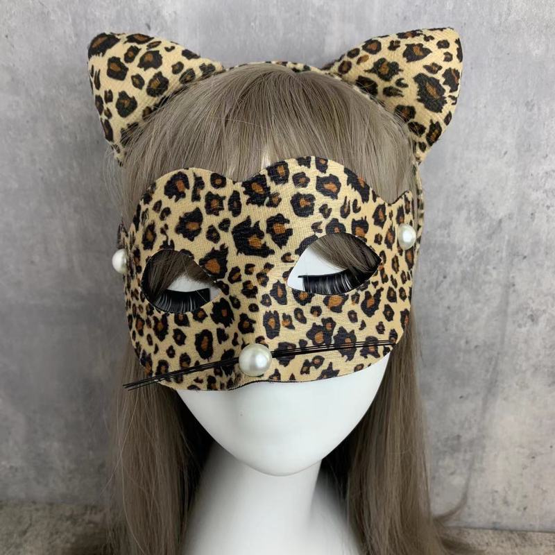 ヒョウ柄耳ヘッドバンドかわいい猫耳ハロウィーンコスプレ衣装アクセサリー大人パーティー装飾用品|undefined
