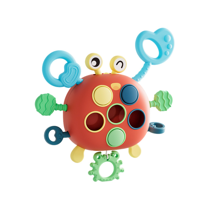 Cross-Border Puzzle early education extractive toy baby grip exercise 0-3 tooth glue finger crab pull music