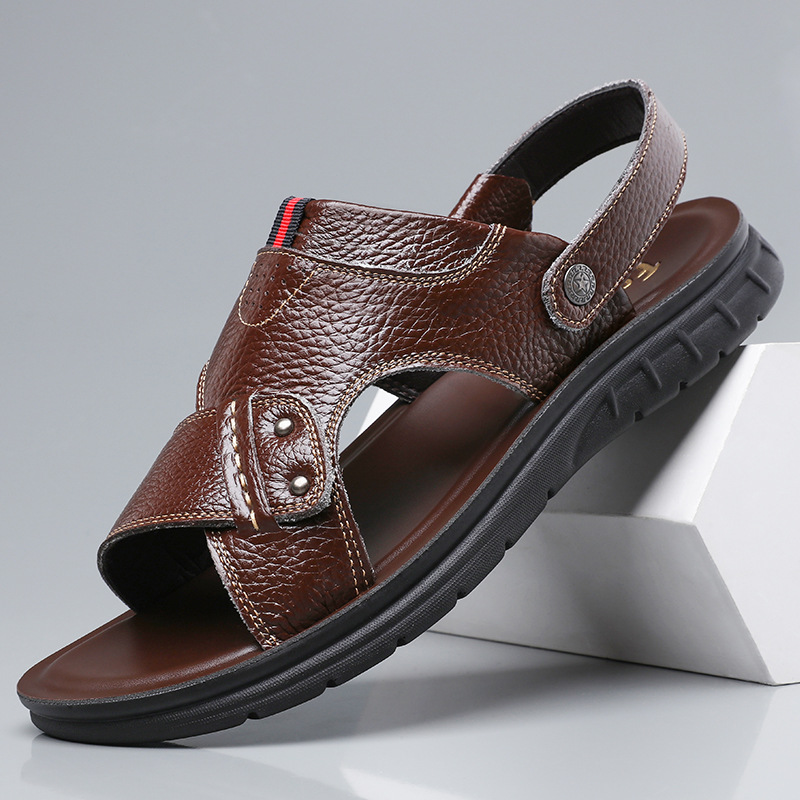 New Men's Summer Large Size Sandals Large Beach Shoes Soft Leather Sandals 45 Size 46 Size 47 Size 48 Size 49 Size 50