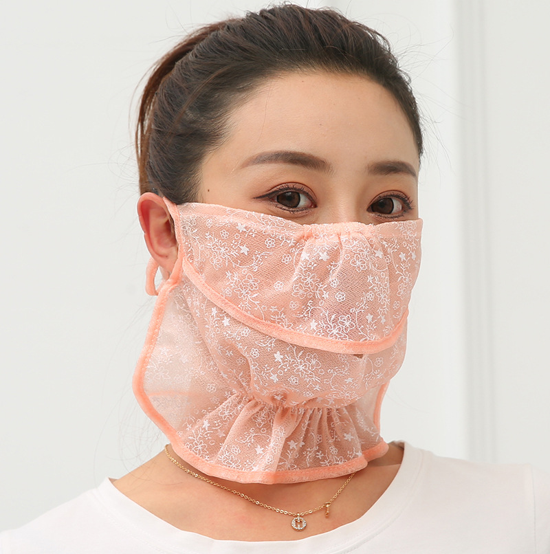 New large neck protection breathable sun protection Women's mask outdoor riding floral wind sand veil open dustproof mask