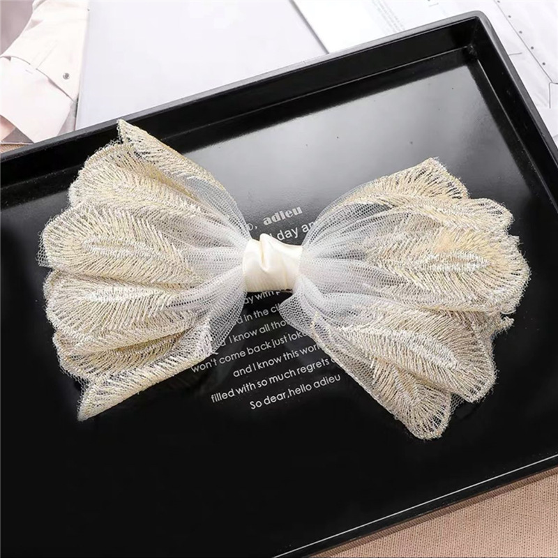 Korean Style Lace Bow Hairpin Embroidered Sweet Elegant Fairy Ribbon Spring Clip Internet Celebrity Girl's Headwear Top Clip_voghion.com