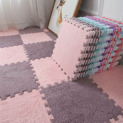 Bedroom Full of Girl's Square Stitching Floor Mat Household Washable Cutting Princess Bedside Carpet Suede Large Area