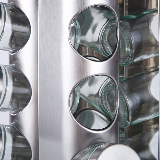 Cross-border Kitchen Supplies Rotating Seasoning Rack Household Rotating Seasoning Tank Stainless Steel Iron Spice Storage Seasoning Box Set