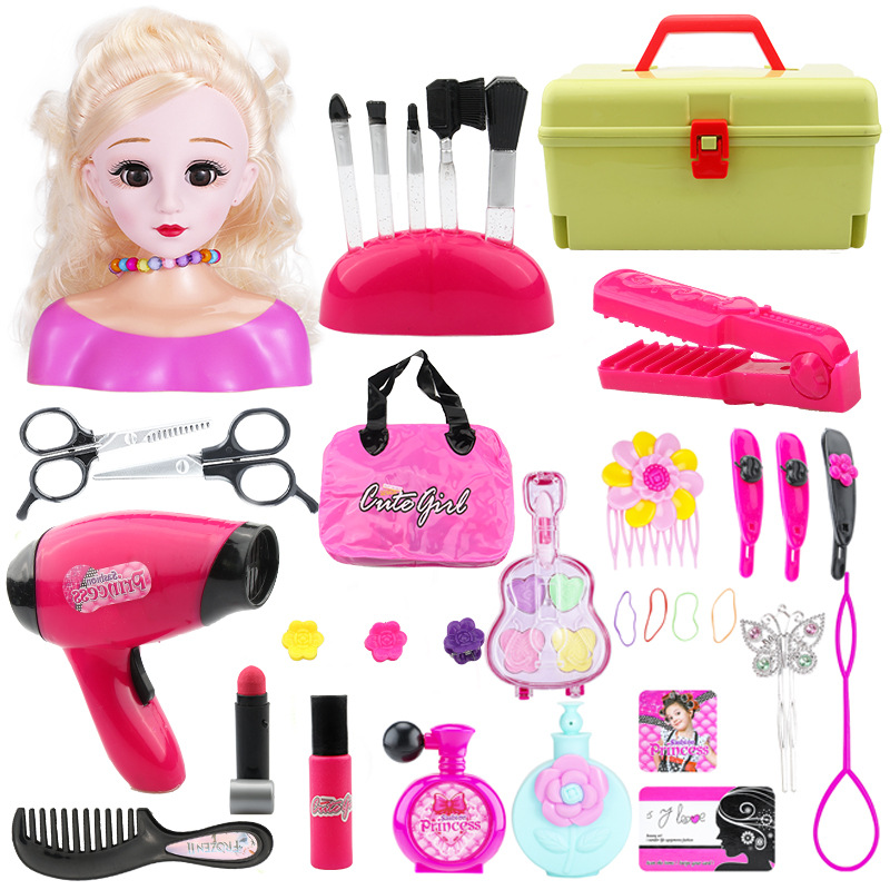 Cross-border e-commerce girls' jewelry Play House children's hair toys simulation hair dryer half-body model dressing suit