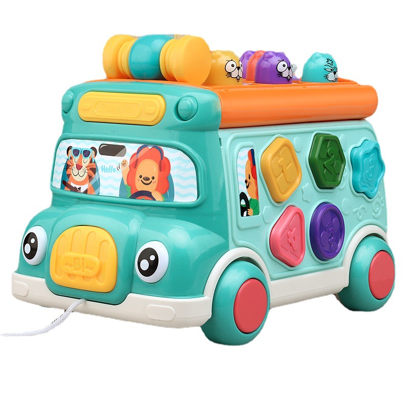 705 children's car hamster cartoon bus knock game machine bilingual hamster toy wholesale