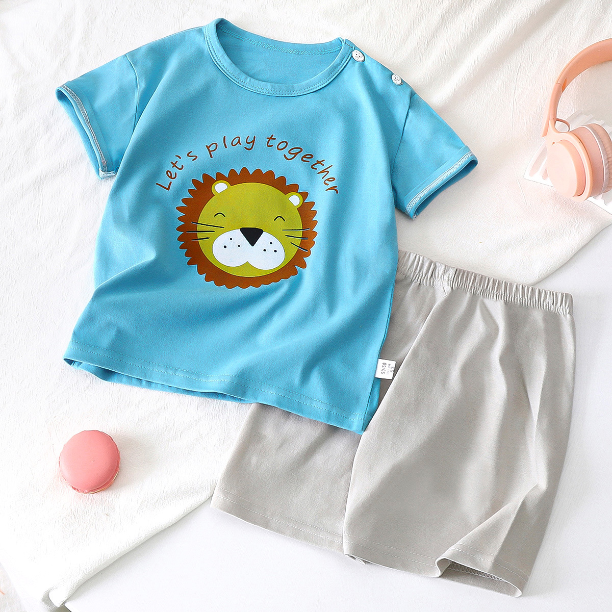 Children's short sleeve suit summer new boys shorts summer cotton clothes girls Korean children's clothing thin wholesale