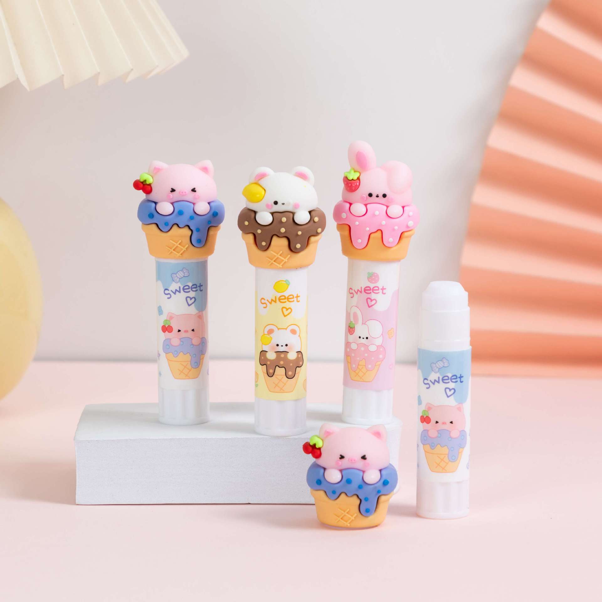 Cute ice cream creative glue stick modeling silicone head student glue stick PVA upgrade high viscosity Jane Dan Wen Chuang