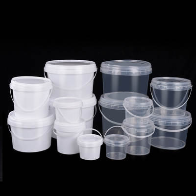 Factory sealed plastic bucket transparent white storage bucket packaging packaging bucket round bucket small bucket food plastic bucket