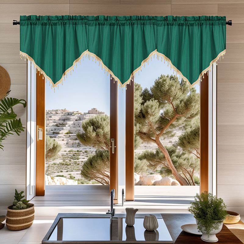 Curtain short curtain solid color curtain triangle curtain kitchen curtain small curtain rod curtain finished product