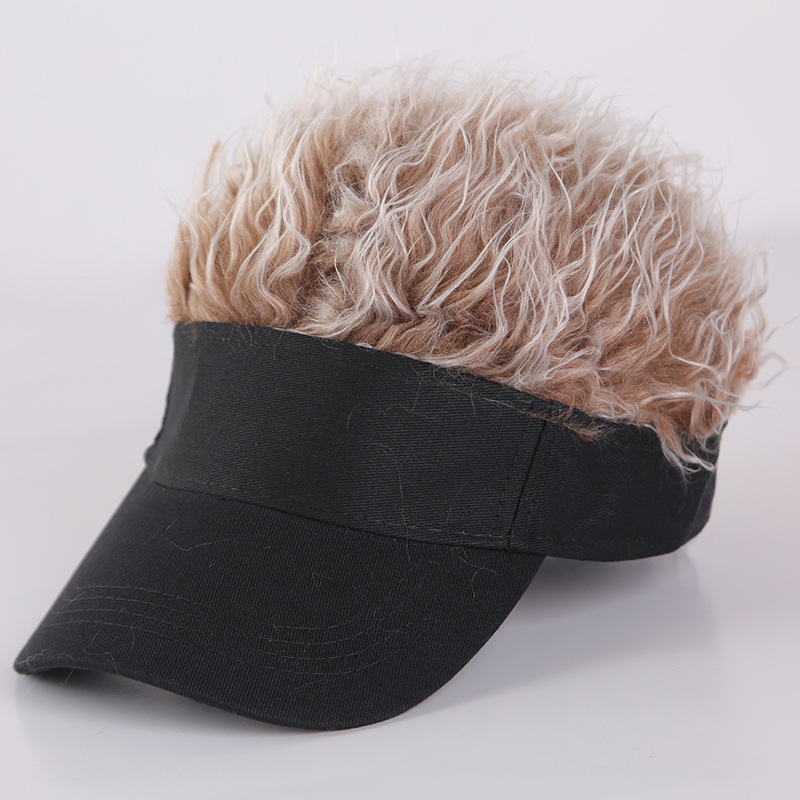 Cross-border new wig baseball cap sun-proof couple wig integrated hat hip hop hat funny peaked cap