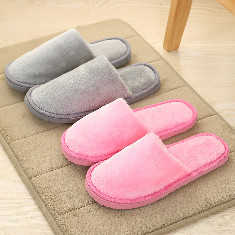 Four seasons new plush indoor home autumn and winter wood floor non-slip warm mute EVA moon cotton slippers