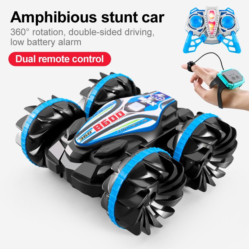 Cross-border new 2.4g amphibious car stunt remote control car double-sided rolling Beach Children's electric toys wholesale