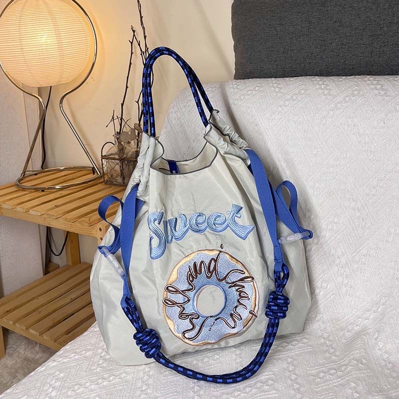 Japanese homemade ball chain environmentally friendly shopping bag nylon cloth embroidered handbag canvas bag nylon shopping bag