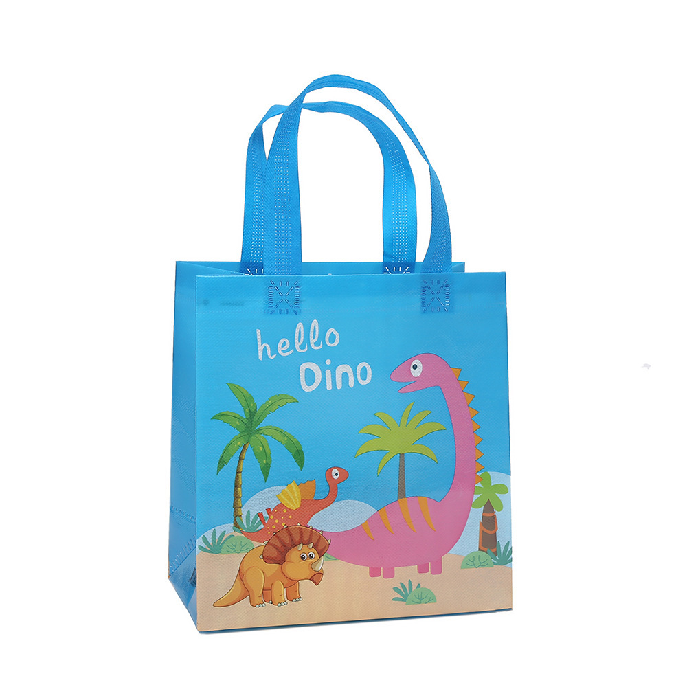 Cartoon non-woven bag dinosaur handbag children's holiday shopping bag portable toy gift bag fast food packing bag