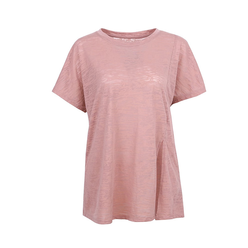 2024ゆるいブラウス運動上着薄手ヨガ服速乾ランニング痩せ半袖tシャツフィットネス服女性|undefined