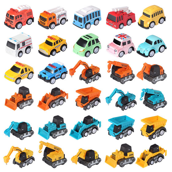 Children's alloy pull back engineering vehicle model excavator Crane Simulation car cartoon toy car Boy gift toy
