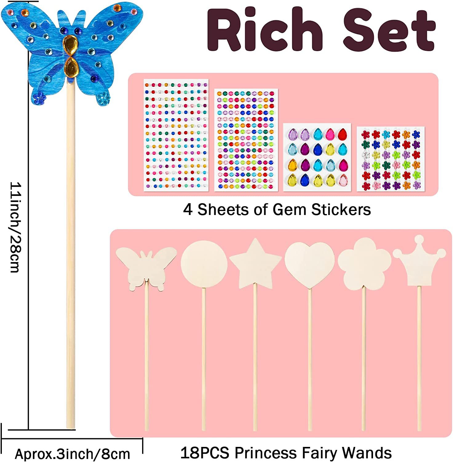 Children's handmade woodwork DIY fairy wand magic wand Christmas princess wand puzzle hand drawing wood chips