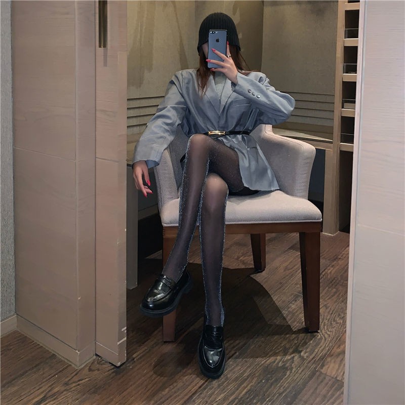 Schlankheitsstrümpfe aus Seide in Silberzwiebelfarbe, Strumpfhose aus silberner Seide, sexy Strümpfe aus heller Seide mit dünner Basis, schwarze Seidenstrümpfe für Damen_voghion.com