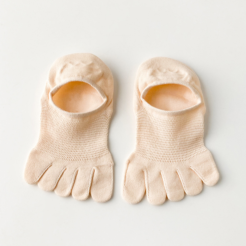 Atmungsaktive unsichtbare Fünffingersocken aus Baumwolle für Damen_voghion.com