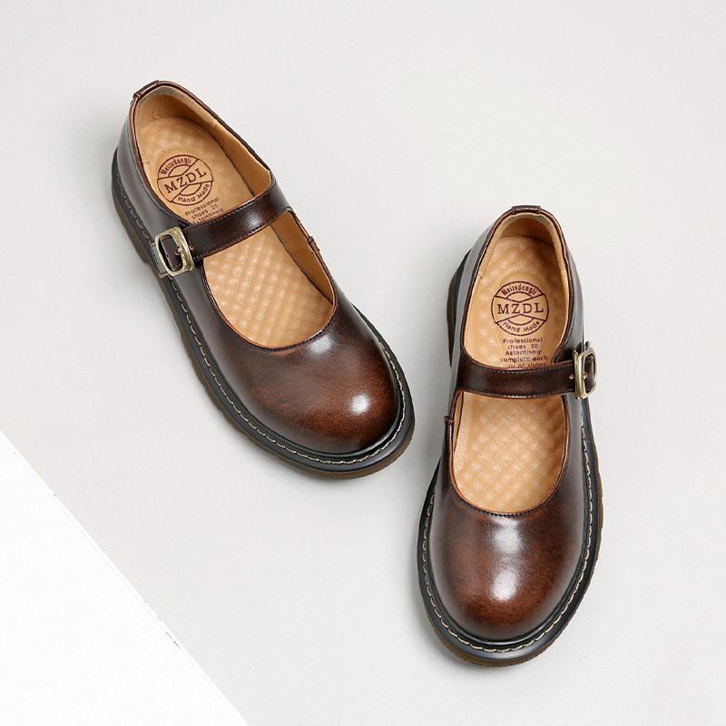 2021 beautiful foot power Spring and Autumn new preppy style Mary Jane shoes Japanese single-layer shoes fashion round toe flat jk single-layer shoes