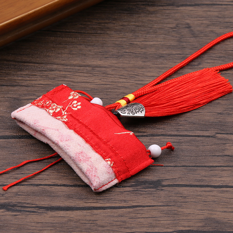 円形携帯香包香嚢空袋中国風刺繍流蘇梅の贈り物自動車ストラップ錦嚢荷包袋|undefined