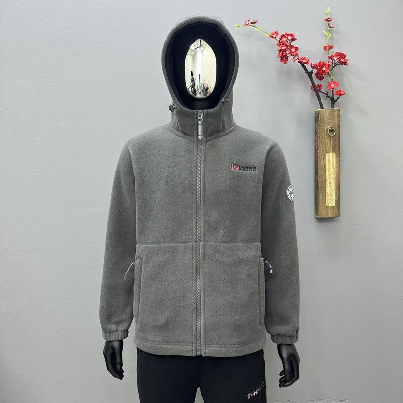 [9819] export to Norway single hooded fleece-lined thickened men's coat jacket cold-proof warm double-sided polar fleece