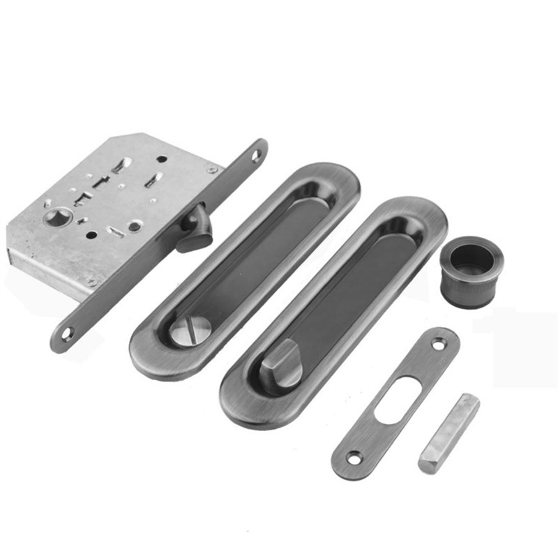 Sliding door lock European simple sliding door embedded sliding door lock embedded cabinet door balcony invisible door zinc alloy lock