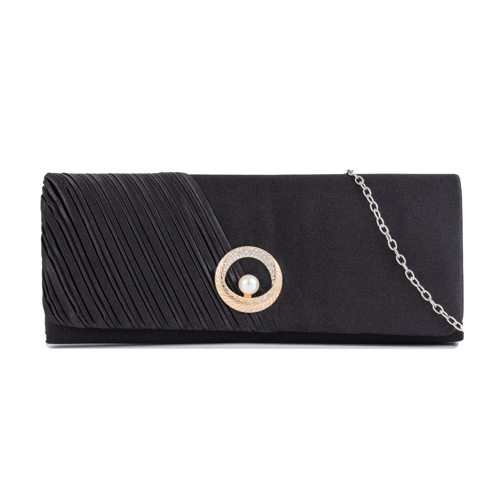 European and American style satin pearl women's bag new pleated clutch bag evening bag