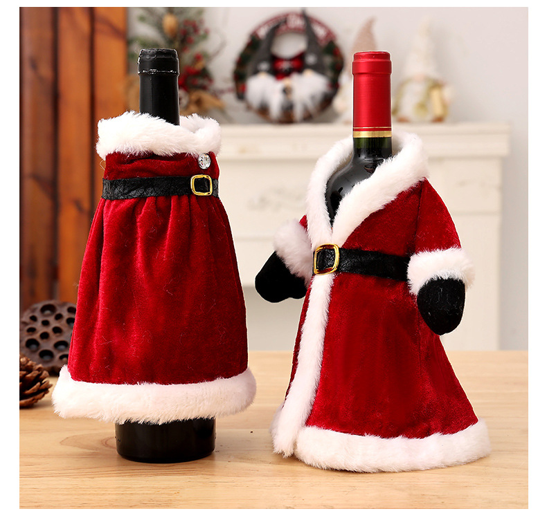 Décorations de Noël transfrontalières neuves Robe Robe Ensemble de bouteilles de vin Ensemble de vin de Noël créatif Décoration de table à manger à domicile_voghion.com