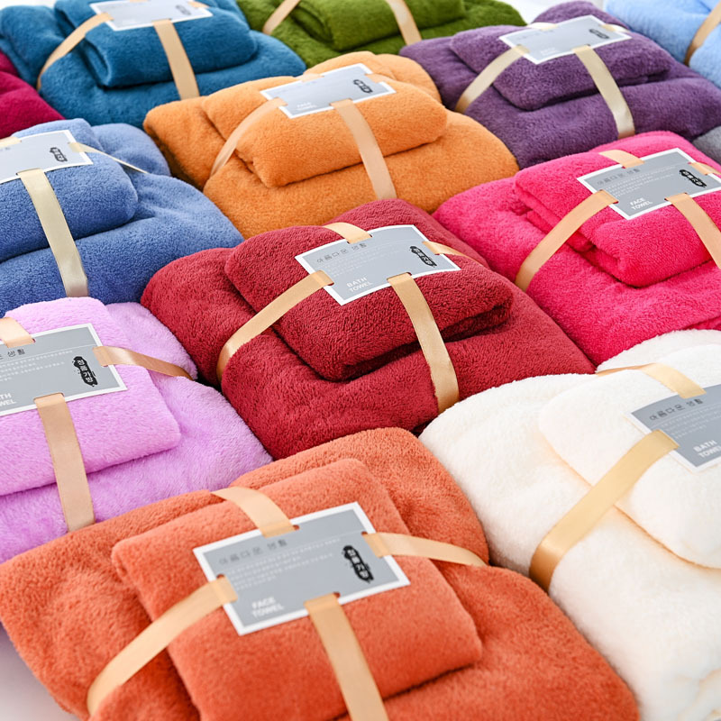 Coral velvet towel bath towel suit adult household absorbent quick-drying beach gift towel set LOGO wholesale