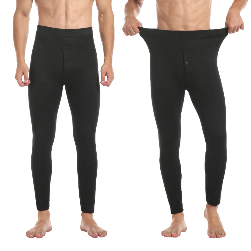 Men's Color Ram fleece-lined Warm Pants Thickened Autumn and Winter plus size Cotton Pants High Waist Autumn Pants Middle-aged and Elderly Inner Wear Leggings