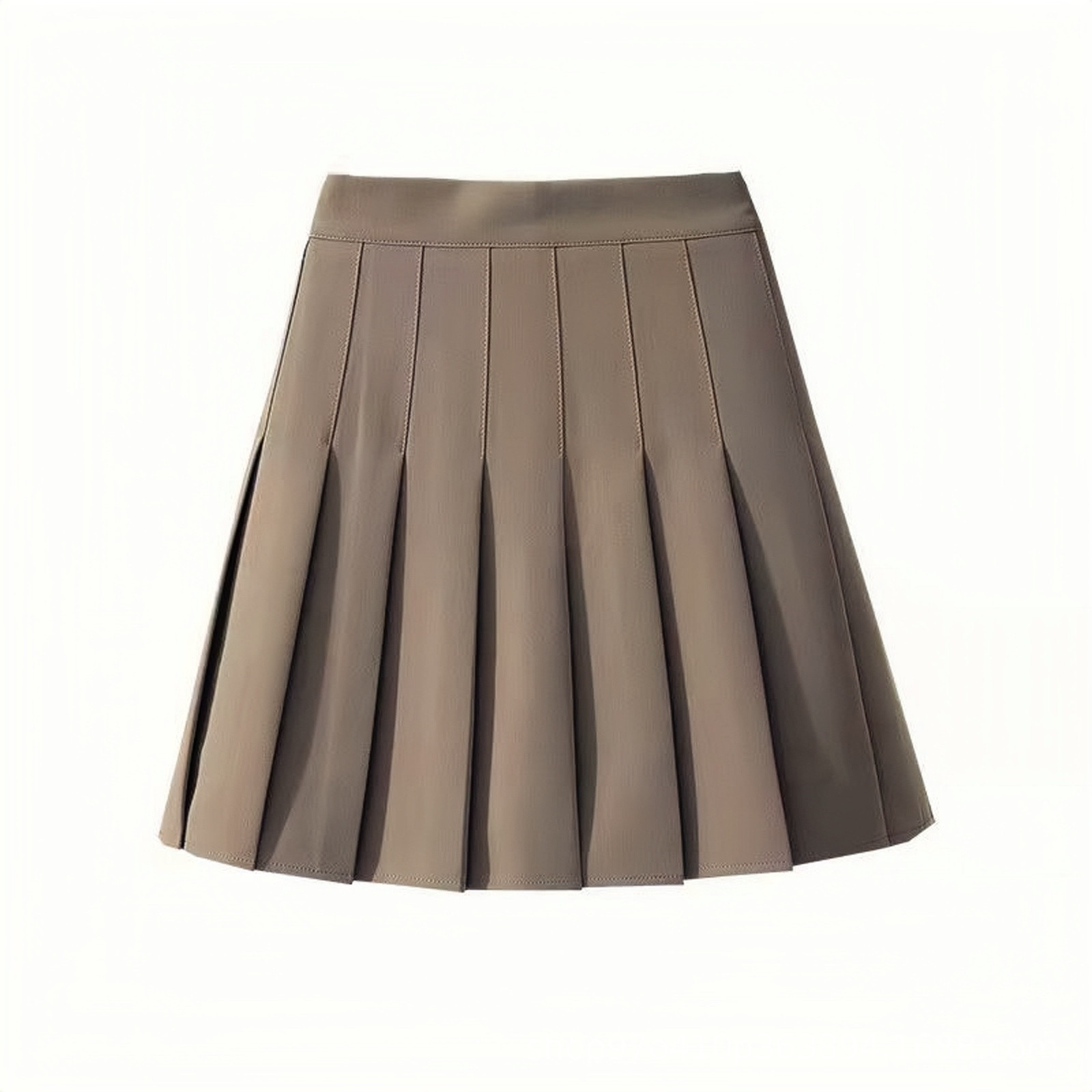 Curry Color Pleated Skirt Women's Autumn and Winter New High Waist A- Line Slimming Age-reducing Navy Blue Black Skirt Large Size Skirt for Summer