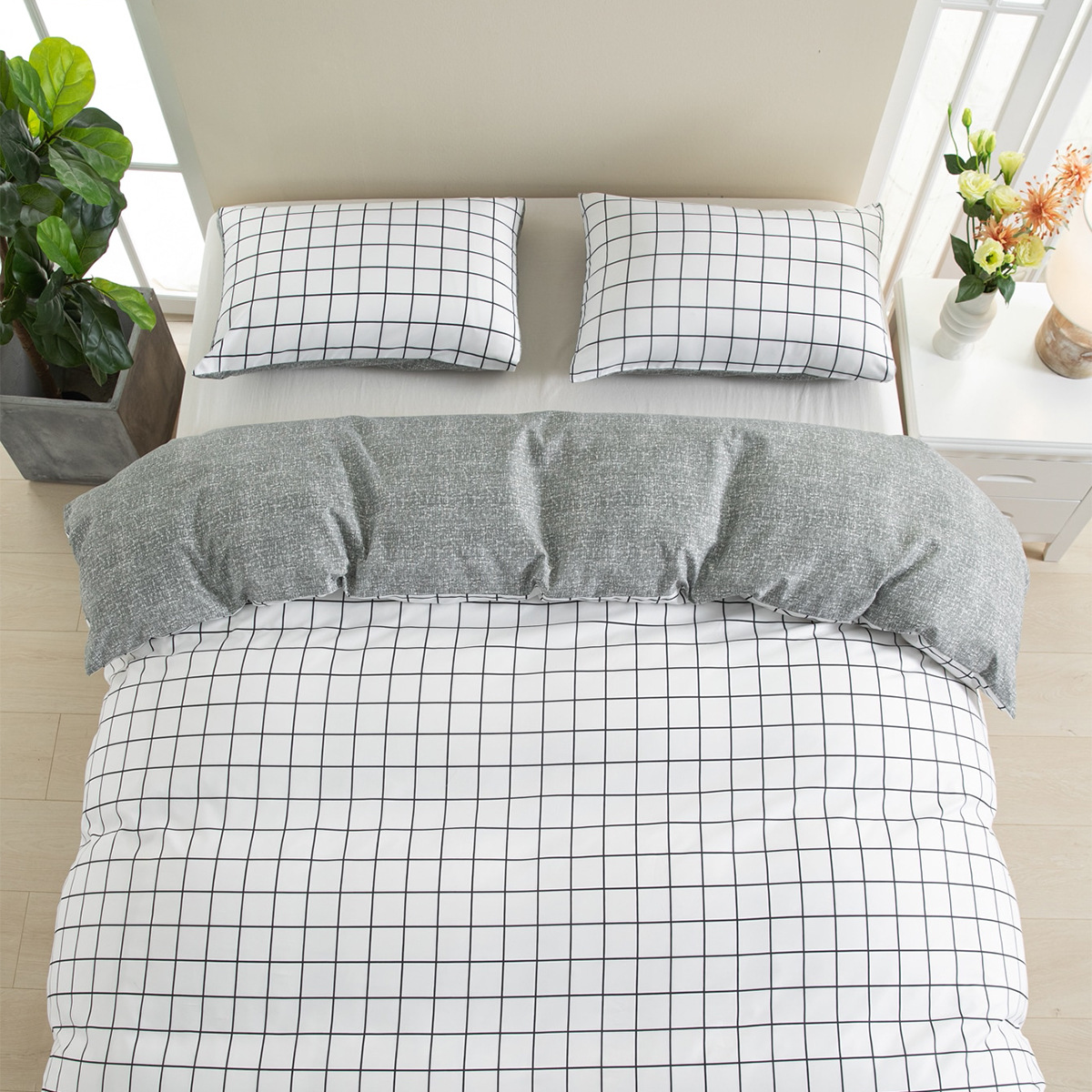 Cross-border bedding foreign trade home textile Amazon Europe and America three-piece set simple sanding printing pillowcase quilt cover kit