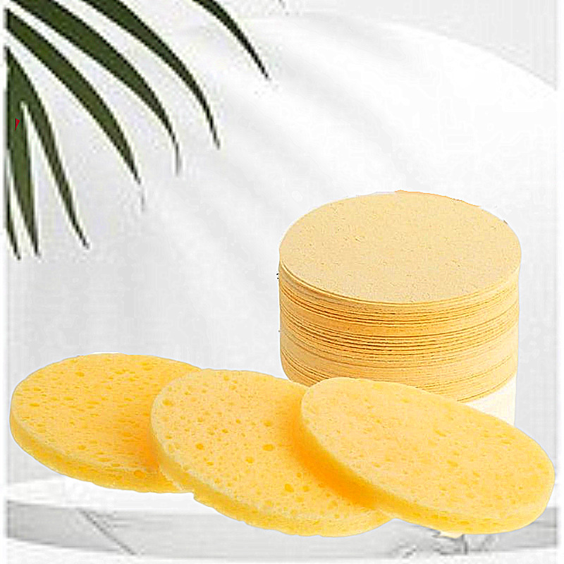 Foreign trade cross-border hot compressed wood pulp cotton face wash cellulose face sponge facial cleansing puff makeup remover puff