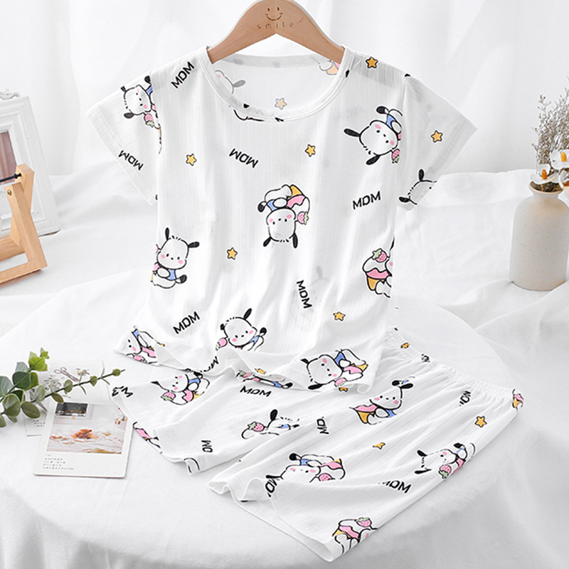2023 new children's home clothing set summer short-sleeved pajamas thin air conditioning clothing men's and women's children's clothing cross-border wholesale