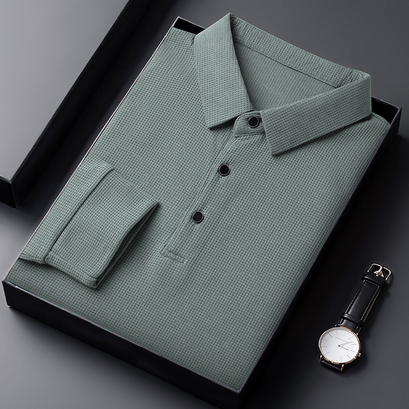 Long sleeve T-shirt men's autumn New lapel men's polo shirt basic fashion all-match solid color casual men's top